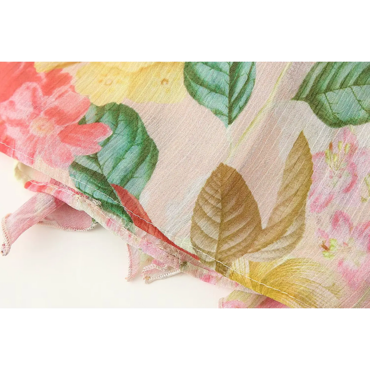Close-up of hem stitching and rolled edge