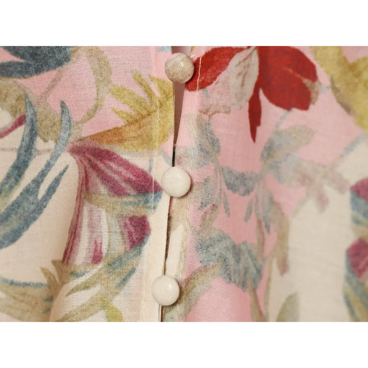 Close-up of covered button placket