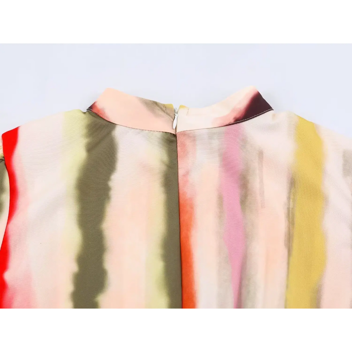 Close-up of back neck zipper