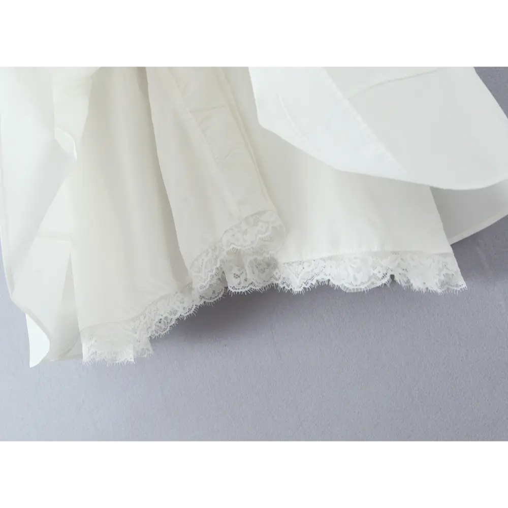 Close-up of eyelash lace trim lining at hem