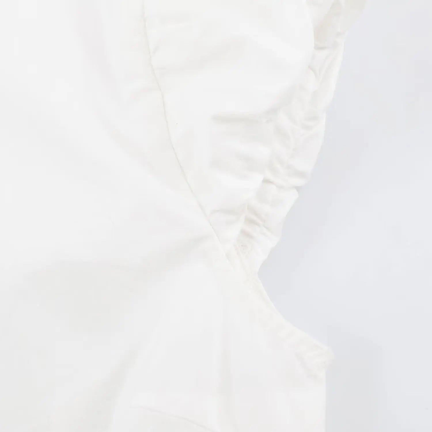 Side ruched cap sleeve stitching detail white peplum collared blouse