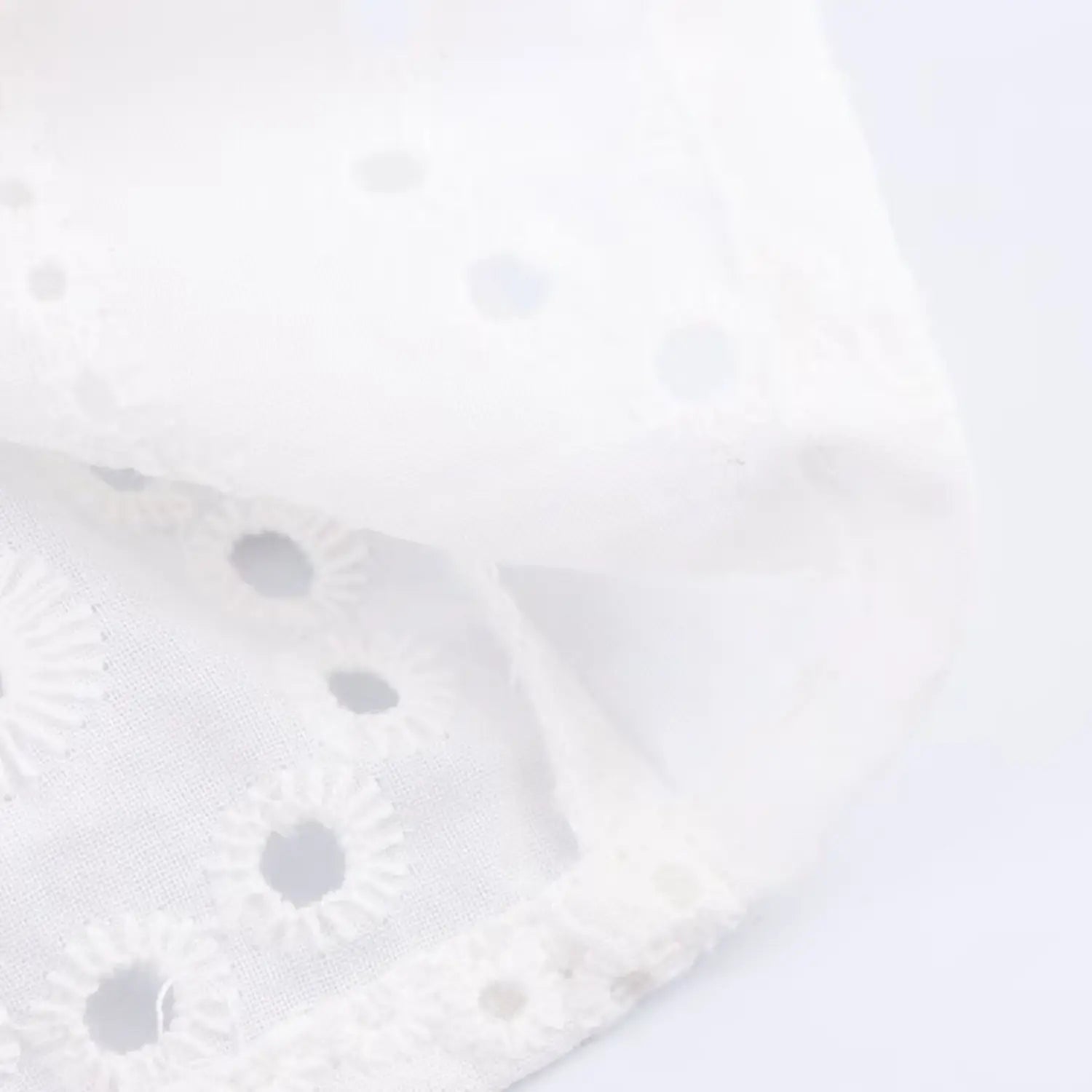  Close-up of the inner lining and finished hem on the white eyelet cami, showing the double-layer construction