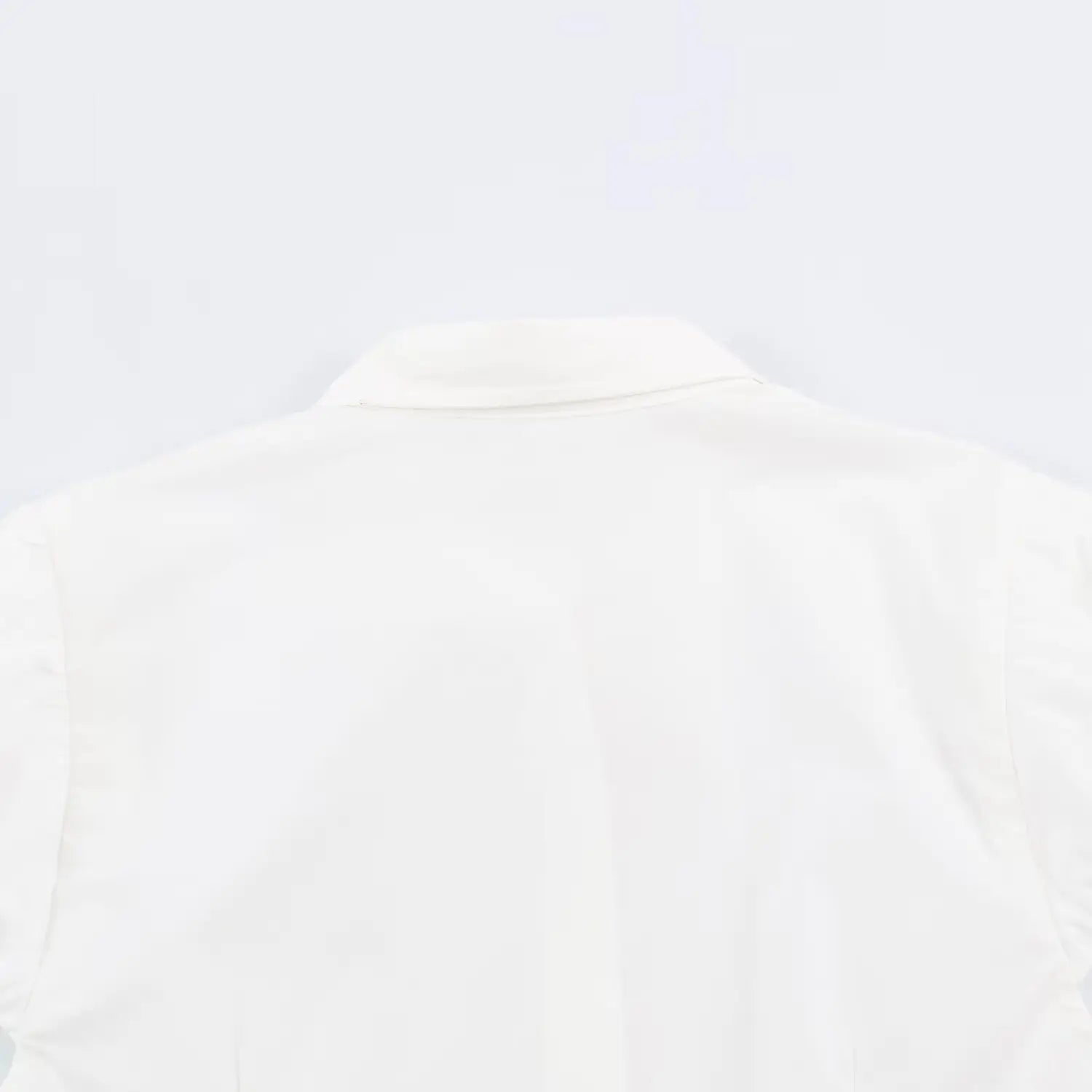 Back neck collar overview white cap sleeve peplum collared shirt