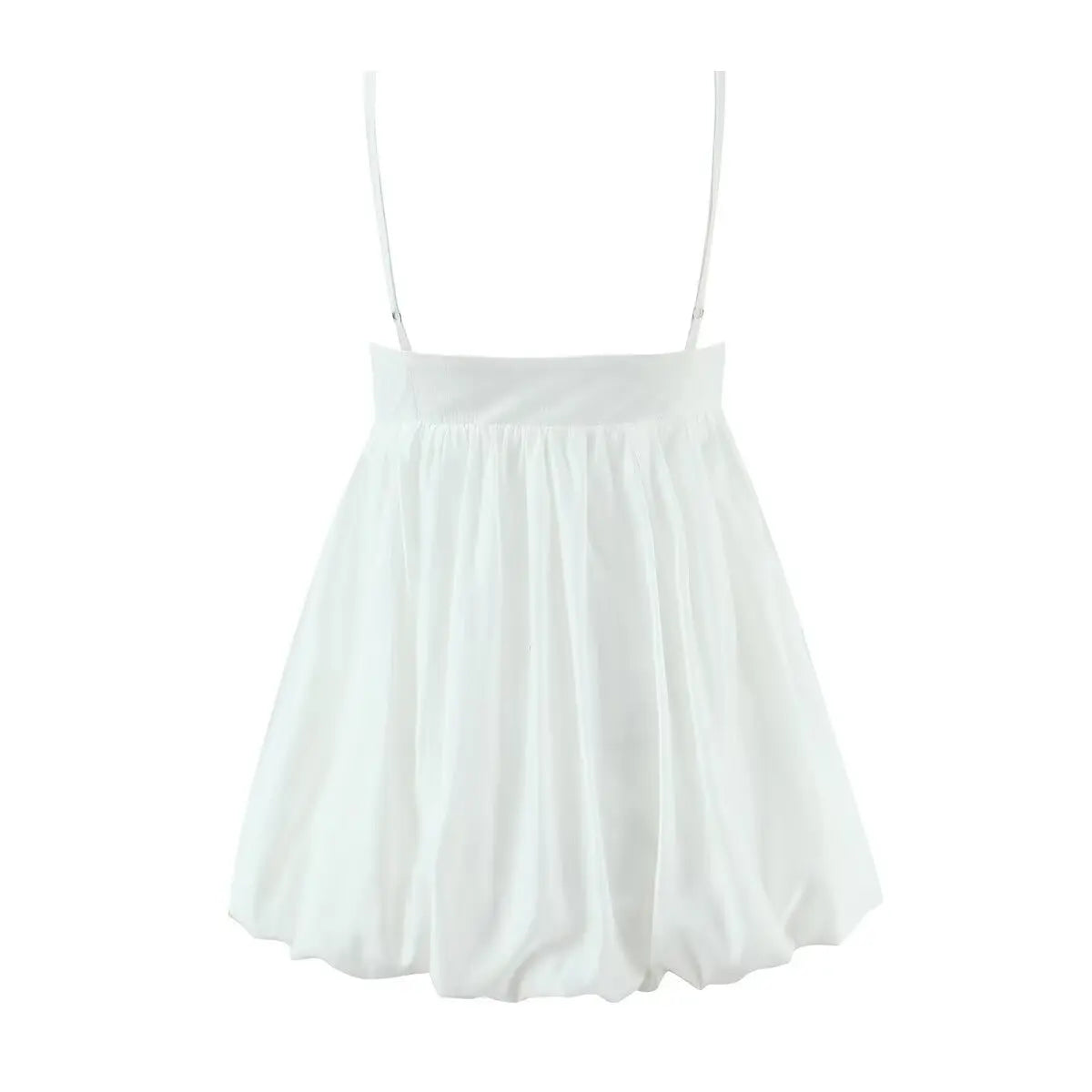 Full back view of the dress, showing the smocked bodice and adjustable straps.
