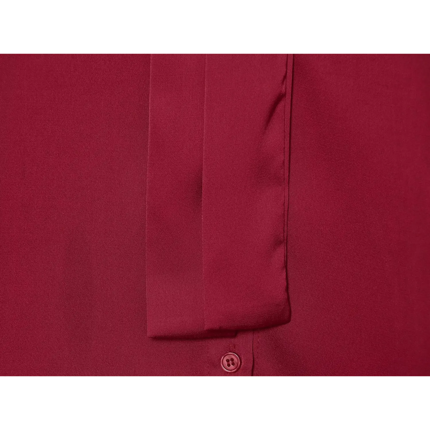 Front button placket detail wine red satin long sleeve shirt