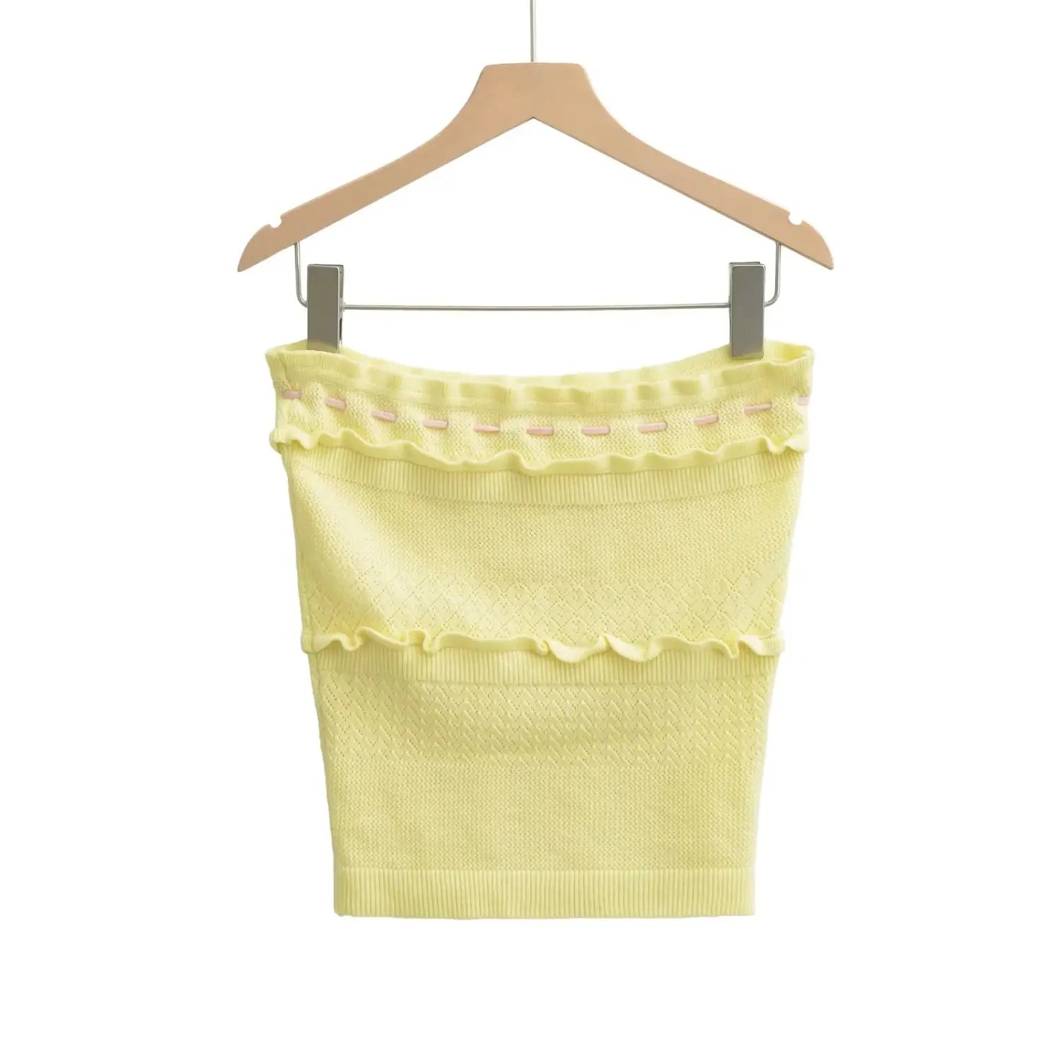 Alternative version flat hanger photo, same knit tube top without front drawstring